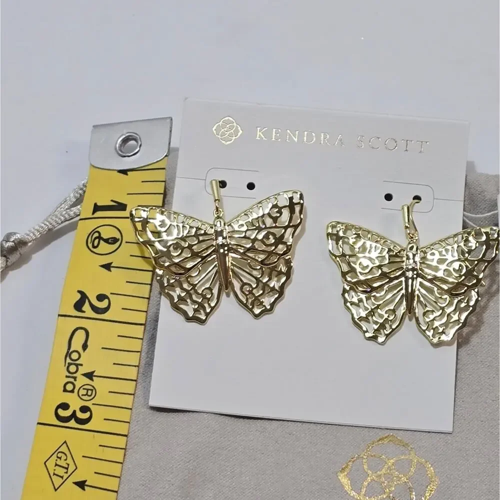 Kendra Scott Hadley Butterfly Gold Plated Earrings New! - Picture 3 of 5